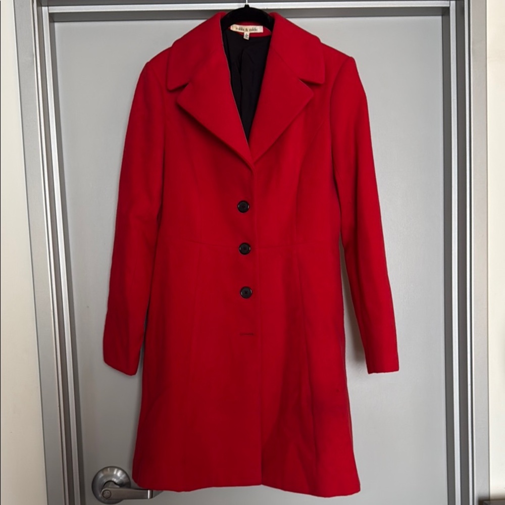 Robbi & Nikki by Robert Rodriguez Vibrant Red Pea Coat